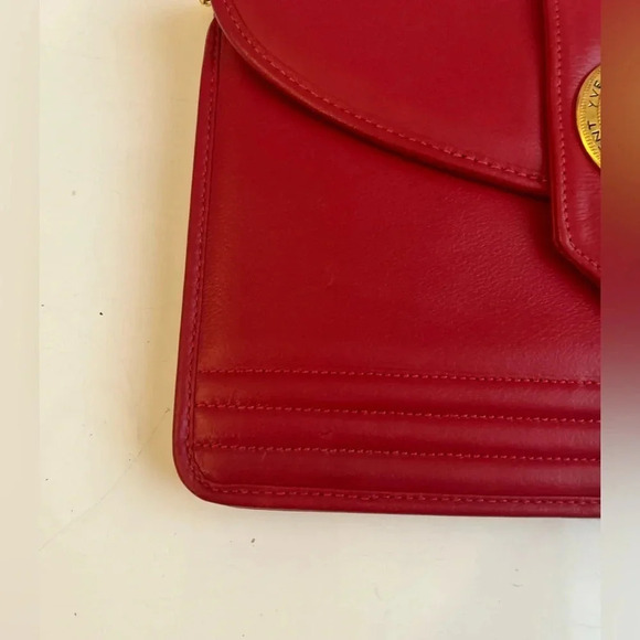 ! Rare Vintage, 1980's Yves Saint Laurent red bag with gold chain - Picture 4 of 14